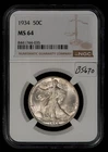 1934 50c Walking Liberty Silver Half Dollar - Flashy PQ - NGC MS 64 - SKU-B5670