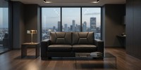 Modernes 3-Sitzer Sofa In Schwarz Mit Geometrischem Design