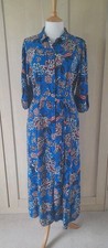 Next floral patterned long blue shirt dress with pockets size 10