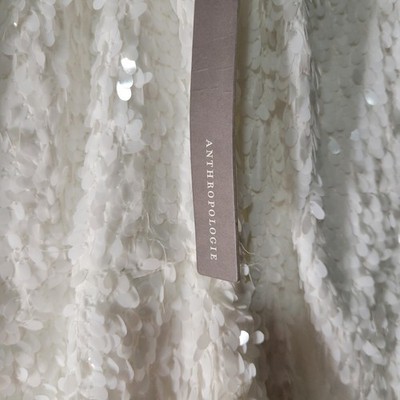 Anthropologie Let Me Be Dress Size Small White Sequins HoCo Homecoming