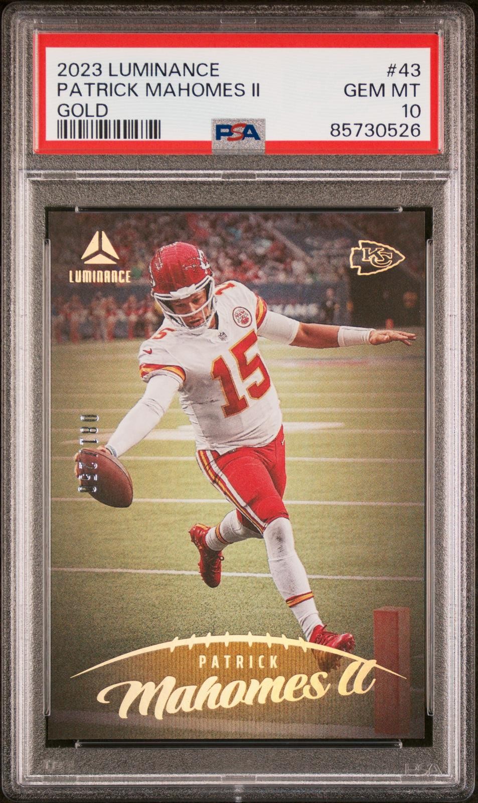 2023 Panini Luminance #43 Patrick Mahomes II Gold /250 PSA 10 view 1