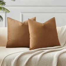 JUSPURBET Light Brown Throw Pillow Covers 20x20 inch Set of 2 Decorative Velv...
