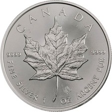 2019 1 oz Canadian Silver Maple Leaf Coin BU 