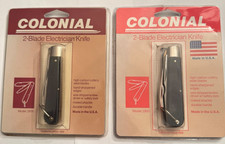 NOS Vintage Colonial 2-Blade Model 2800 TL-29 Electrician Knife Blister and Card