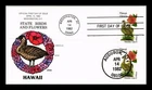 DR JIM STAMPS US COVER HAWAII STATE BIRD FLOWER FDC COLLINS HAND PAINTED