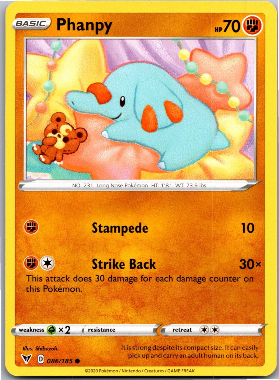 Phanpy 086/185 Common Vivid Voltage Pokemon Near Mint