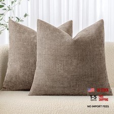 Pack of 2 Decorative Throw Pillow Covers Soft 20" x 20" Pack of 2 Taupe Grey