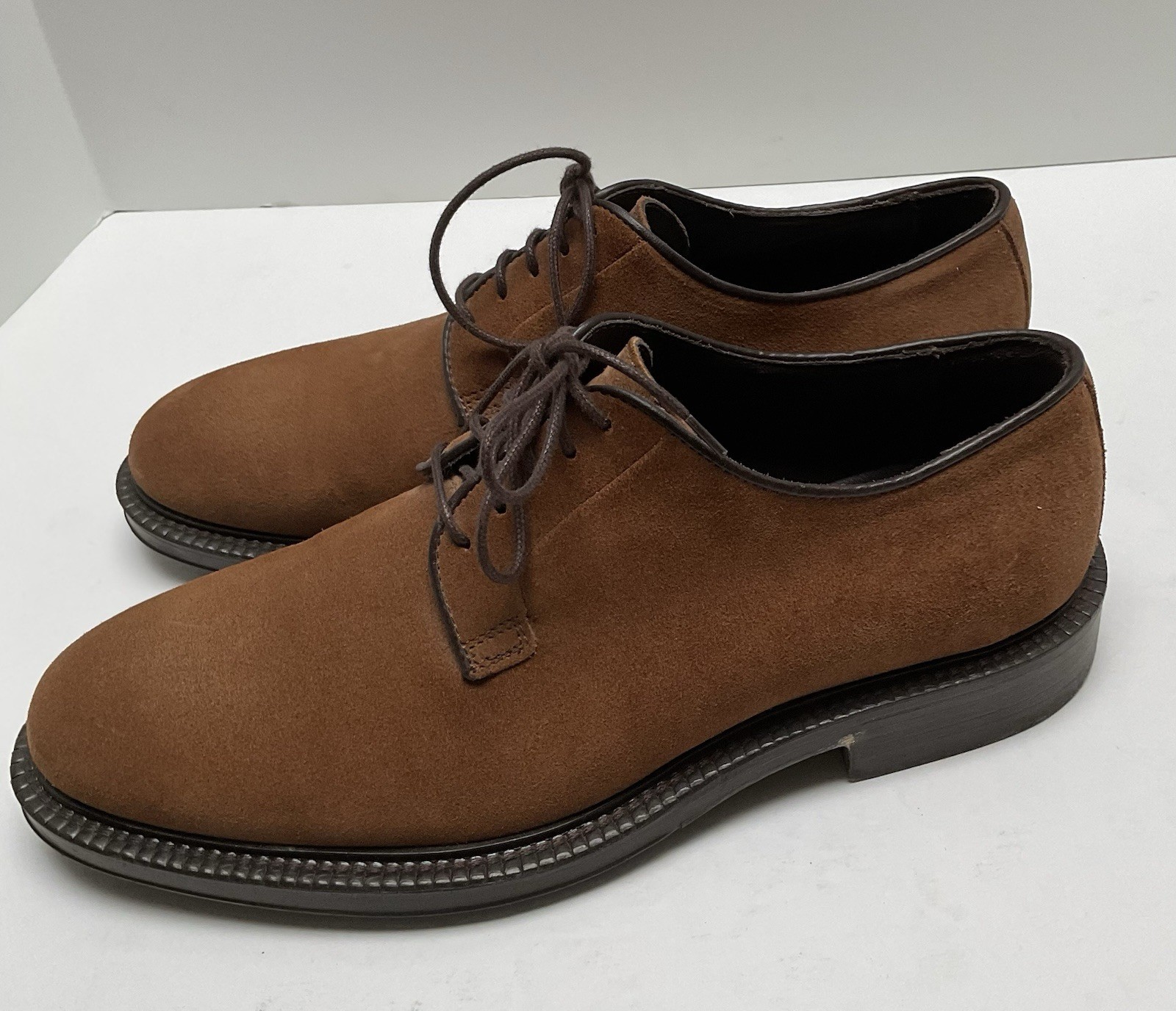 SAOLA Scarpa derby uomo Testoni Basic scamosciata marrone dorato taglia 7 M Italia stringata