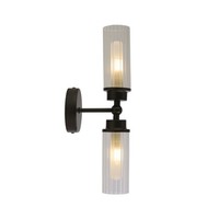 Wandlampe Up Down Schwarz Metall Glas IP44 Bad G9 H:37 Cm Wandleuchte Badezimmer