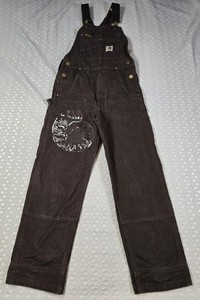 Carhartt Bibs Overalls Mens 28x32 Brown Relaxed Fit Double Knee Duck R01-M