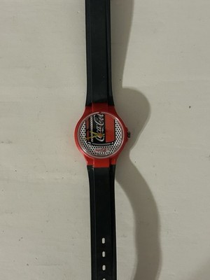 Coke Coca Cola Can plastic Swiss Watch Red / Black Vintage FRESH BATTERY