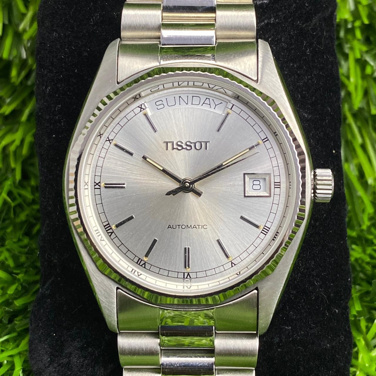 Rare Tissot President Automatic Silver Dial Day Date Baton Index Vintage Swiss image 2