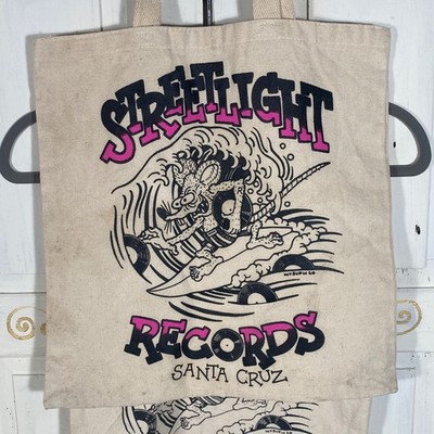 2 VTG Streetlight Records Santa Cruz Canvas Record Tote Bags Surf Rat Graphic