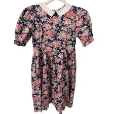 Vintage Laura Ashley Mother  Child Girls Dress   Floral Cotton, Size 9  10Y