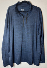 LIBERTY PRO Men's Heather Blue Black 1/4 Zip Long Sleeve Stretch Shirt XXL