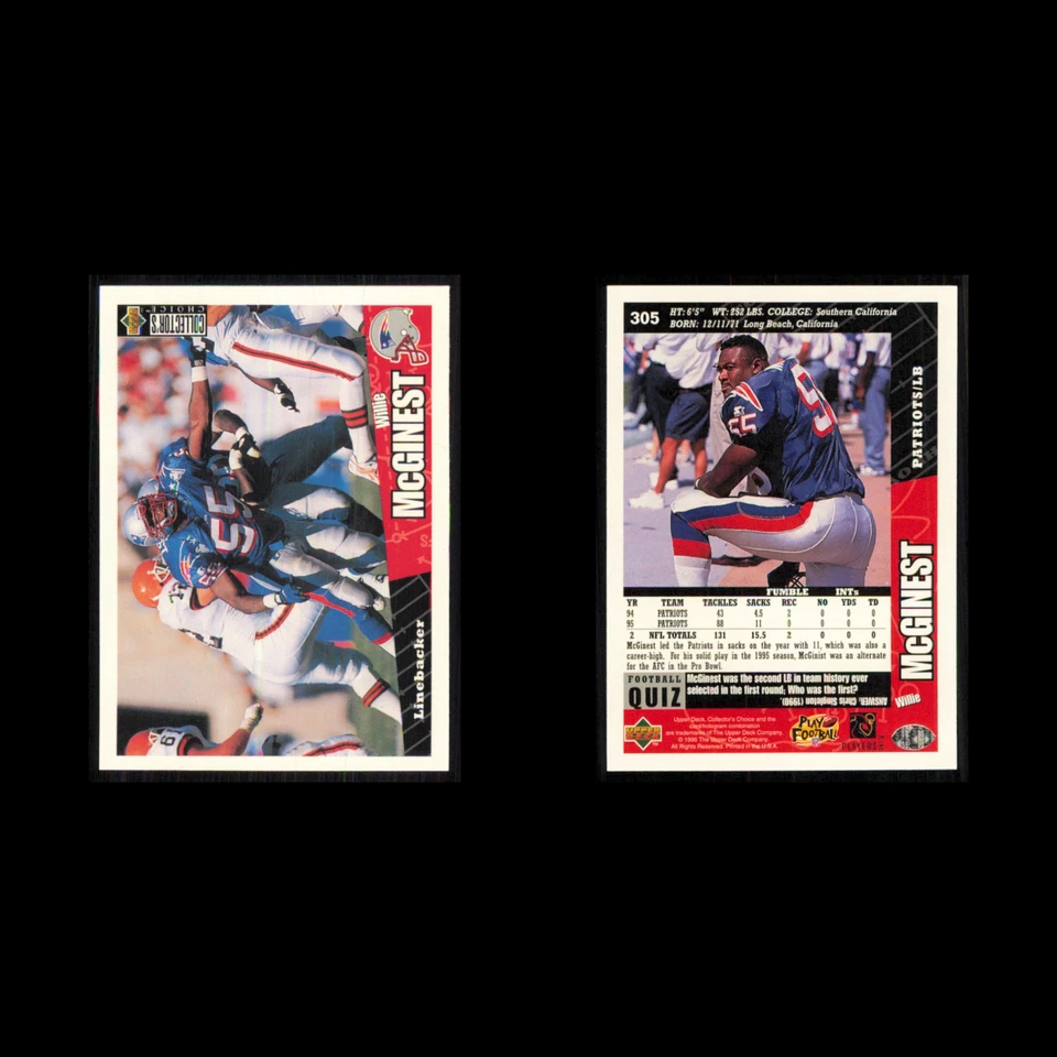 Willie McGinest #305 1996 Collectors Choice New England Patriots Football Card - Image 3 of 3