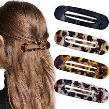 4PCS Flat Hair Clips for Women, Round Lay Down Hair Claw Clips for Thin Thick...