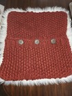 Pottery Barn Red Knit With White Fur Button Pillow Cover 20x20 — photo 2