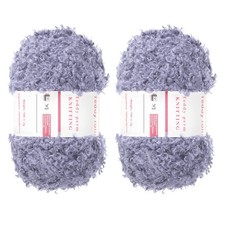 2pcs Fur Yarn Polyester Yarn Fluffy Chunky Yarn Dark Purple for Crocheting,50m