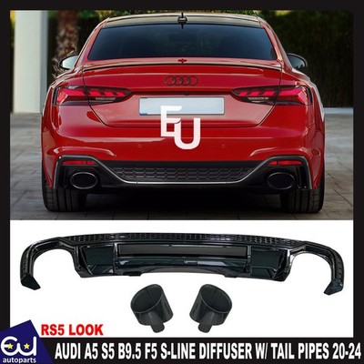 FÜR AUDI A5 S5 B9.5 F5 S-LINE RS5 LOOK WABEN HECKDIFFUSOR MIT ROHREN 2020-24