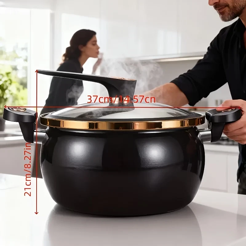 Large-Capacity Soup Pot with a Twist-Lock Handle for Quick Cooking, Non-Stick Po