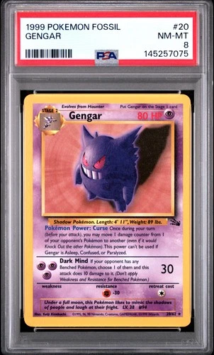 1999 POKEMON FOSSIL #20 GENGAR PSA 8