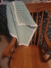 Blue hand crocheted baby blanket-new