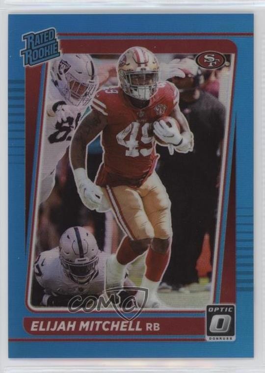 2021 Panini Donruss Optic Rated Rookie Aqua Prizm /299 Elijah Mitchell #291 2l4