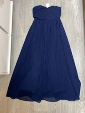 Ladies Beau BNWT Sz 8 Boohoo Navy Lined Ruched Chiffon Long Evening Dress❤️L50in
