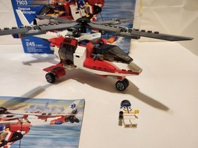 Lego City Rescue Helicopter Set 7903  w/ Instructions, Nearly Complete