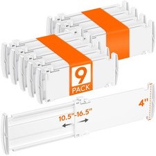 Lifewit 4" Tall 9 Pack Drawer Dividers, 27-42cm/10.5-16.5" Expandable Drawer ...