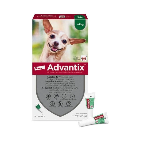 ELANCO DEUTSCHLAND GMBH Advantix Spot-on Lsg.z.auftr.a.d.h.f.hund Bis 4 kg 4St - 02362500