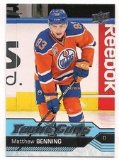 Matthew Benning 16-17 Upper Deck Update Young Guns Rookie Card SP