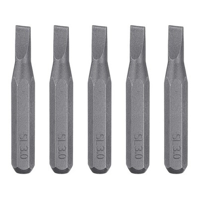 5 Stück SL3.0 Schlitz-Schraubendreher-Bit 5/32'' Schaft 28mm Länge S2 Stahl