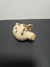 Small, cute, ceramic pig with brown spots, Cork Nose, Decor Farm Family Signed