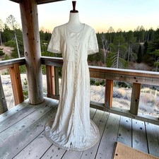 Double D Ranch Ivory Embroidered Maxi Dress M Western Prairie Wedding Cottagecor