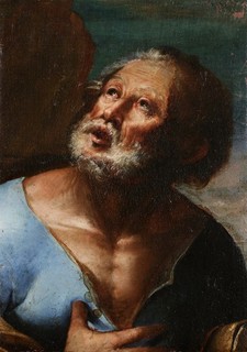 17th CENTURY LARGE ITALIAN OLD MASTER OIL ON CANVAS SAINT PETER PENITENT