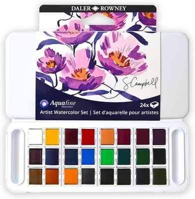 Daler-Rowney Aquafine Paint Set, Shayda Campbell Artist Palette, Plastic Trav...