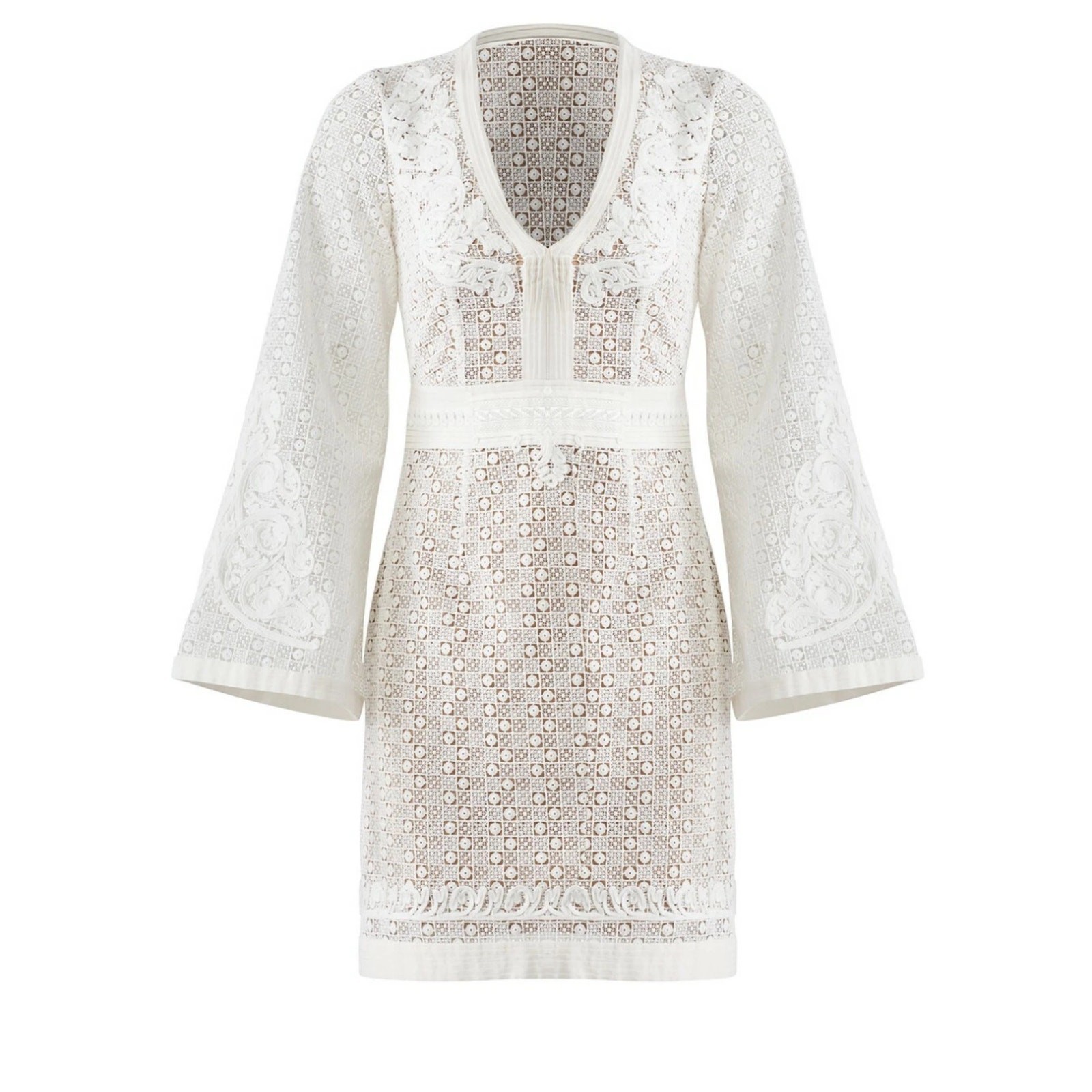 The Kooples Daisy Love Guipure Lace Cocktail Dress Bright White Size Small