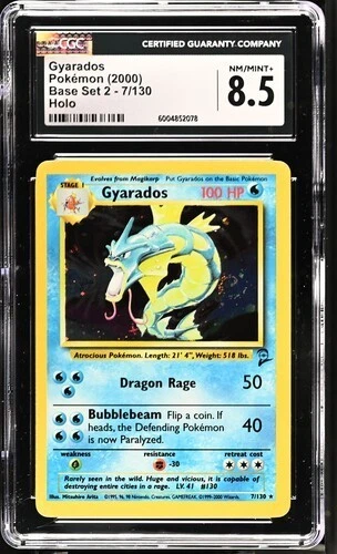 2000 POKMEON BASE SET 2 GYARADOS #7 HOLO-RARE CGC 8.5 NEAR MINT/MINT+