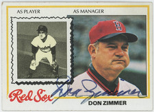 Don Zimmer 1978 Topps #63 Auto Signed Boston Red Sox Card