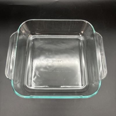 Vintage Pyrex #222 Clear Glass 2 Quart 8x8 Square Baking Dish Made in USA