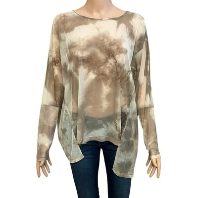 Sympli Tie Dye Mesh Tunic Top Size 8 Step Hem Asymmetrical Sheer Lagenlook