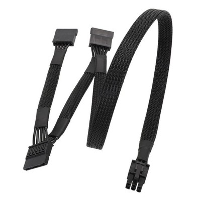 6Pin To 3 15Pin SATAs Power Cable For Computer Hard Drive And SSDs 80Cm Black