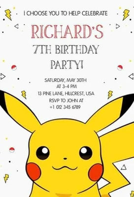 printable pokemon birthday card Pokemon Invitation with FREE Thank you card – Vitedly main image 0