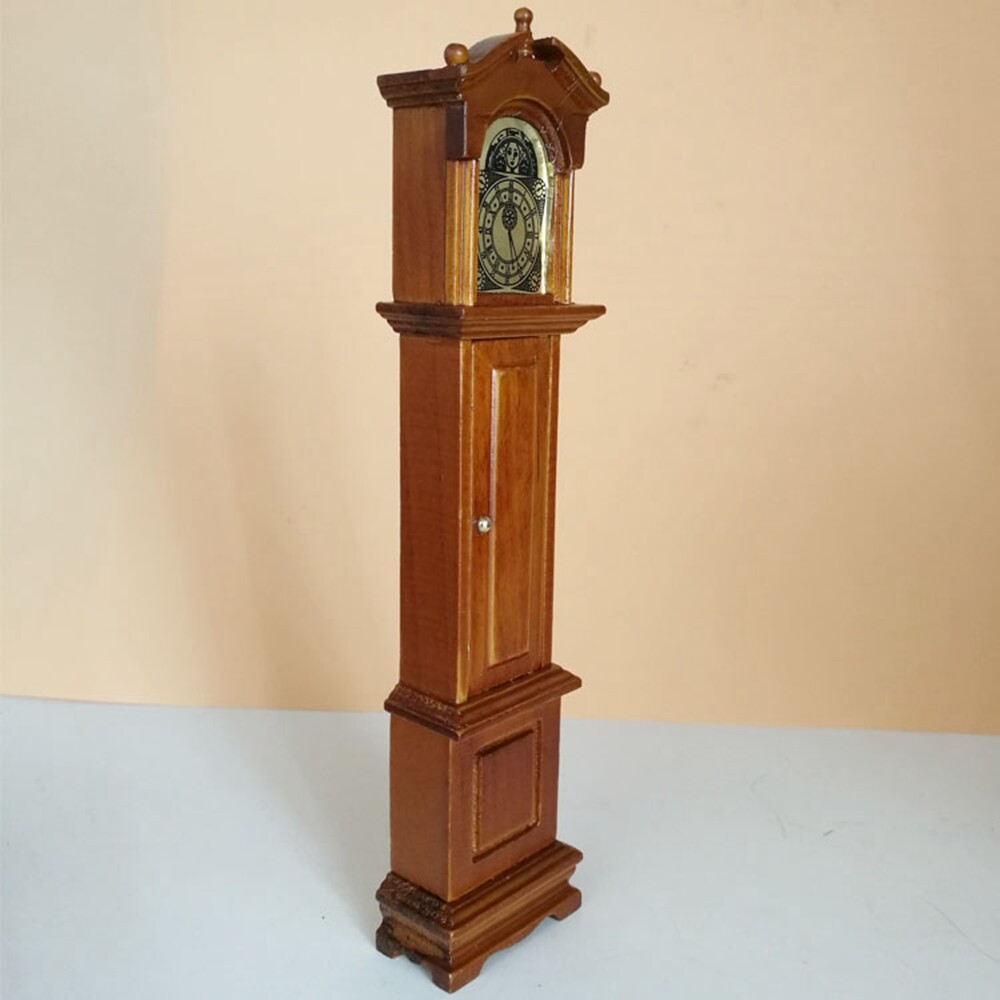 112 Scale Dolls House Oak Grandfather Clock Miniature Wooden Hall