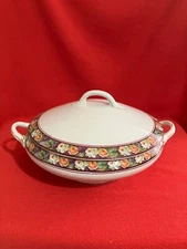 c 1920 Sampson Bridgwood & Sons lidded tureen #1 Roses & Lilac pattern #1694