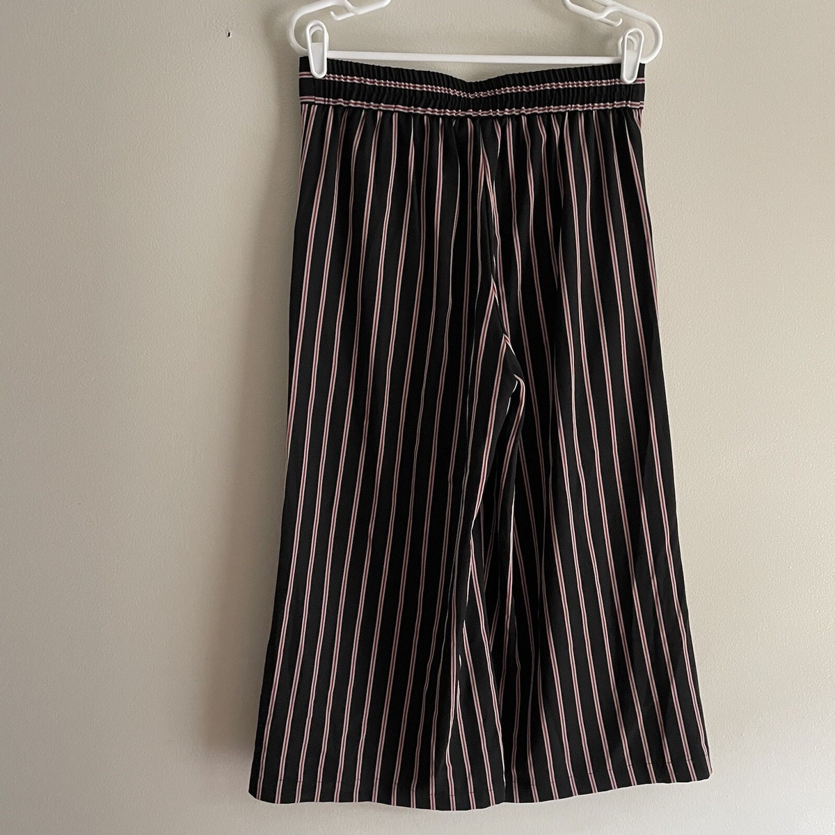 Max Studio Women M Black Red Striped Pockets Elastic Waist Max Studio Women M Black Red Striped Pockets Elastic Waist