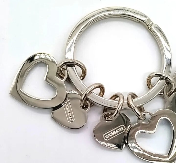Rare COACH Heart Hearts Keychain Pink Blue Hearts Purse Charm