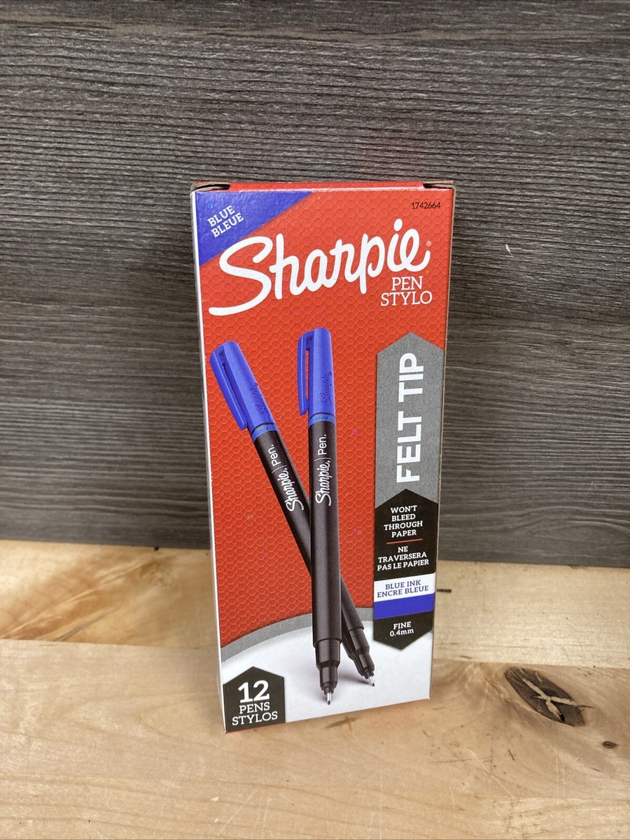 SHARPIE Felt Tip Pens, Fine Point Blue, 12 Count New